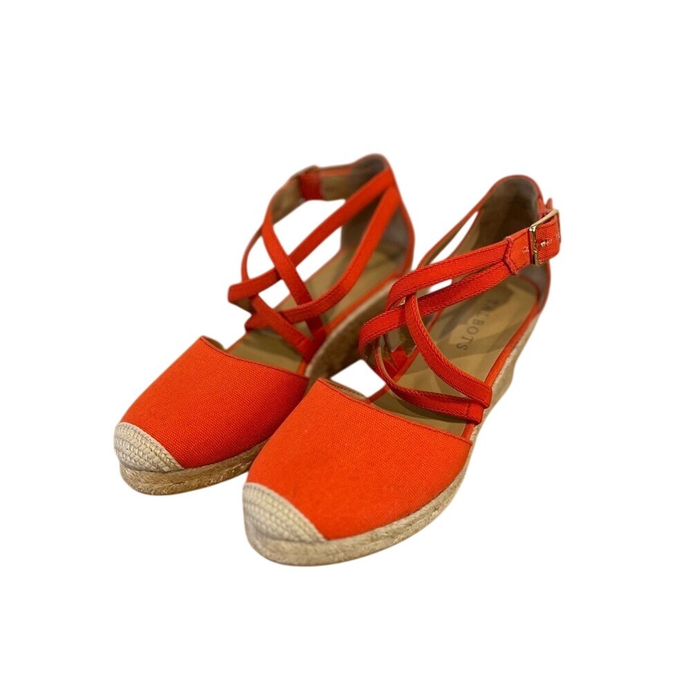 Talbots Womens Orange Strappy Espadrille Wedge Sandals Size 6M EUC beach‎ wear